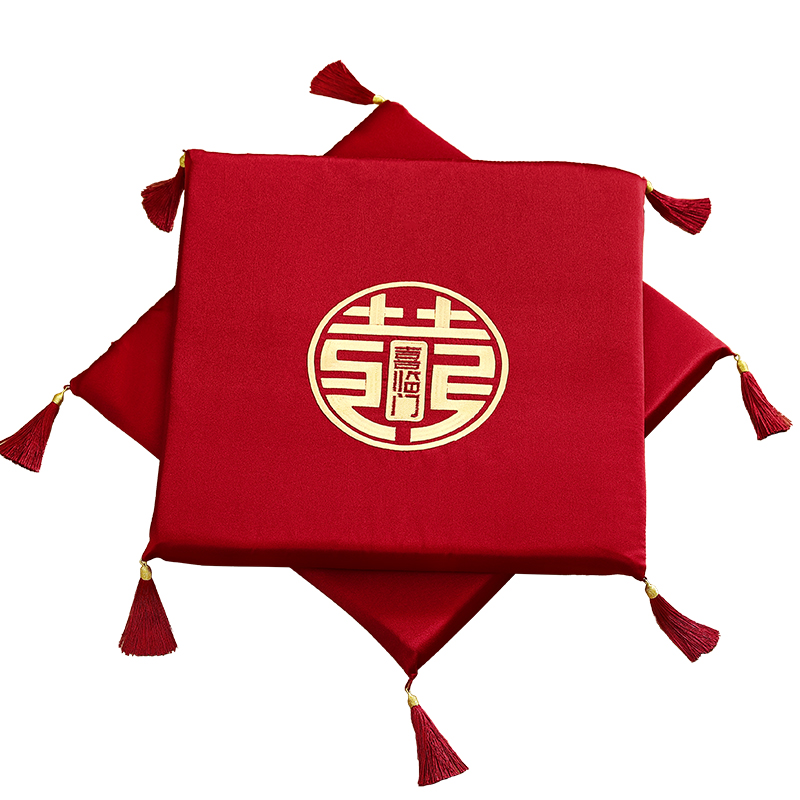 红色敬茶跪垫结婚新人改口新娘坐福垫婚礼跪拜喜垫子一对喜字坐垫