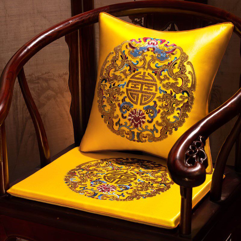 新中式坐垫实木椅子垫防滑红木沙发中国风餐椅圈椅太师椅茶桌椅垫