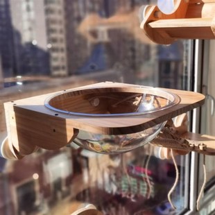 免打孔瓷砖吸盘实木猫爬架太空舱窗户猫窝猫吊床阳台猫跳台可定制