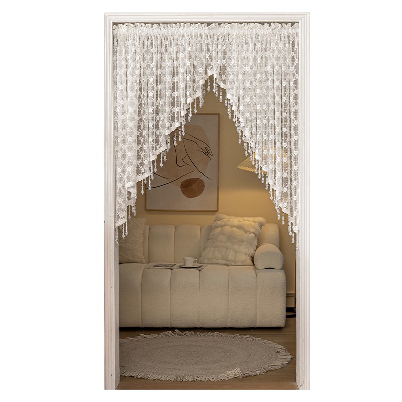 氛围感装饰门帘免打孔隔断帘半截厨房拱形帘三角短帘半帘遮挡帘