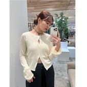 kas2025SS 胸前镂D空设计螺纹慵懒喇叭袖 T恤