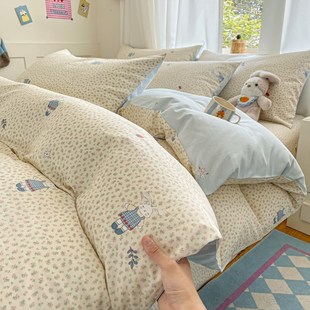 新款十个勤天四件套全棉纯棉卡通被套床上用品儿童可爱三件式床组