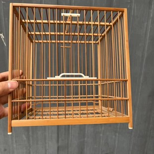 徽州方记款 绣眼笼特制老竹牛骨桥门榫头笼尺寸20.5板笼留青顶
