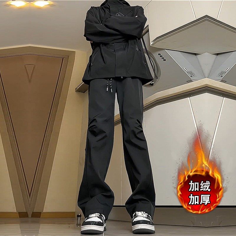 高个子冲锋裤男生秋冬季190加绒加厚休闲直筒加长版运动工装裤120