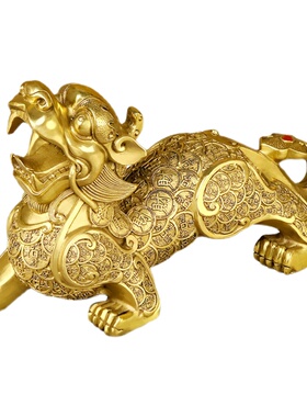 貔貅摆件护家招財送礼店铺办公室小号皮丘纯铜精品大貔貅摆件一对