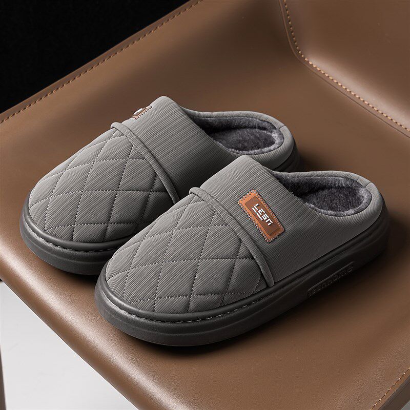 防水棉拖鞋男款秋冬季2024新款室内家居防滑保暖厚底家用拖鞋冬天