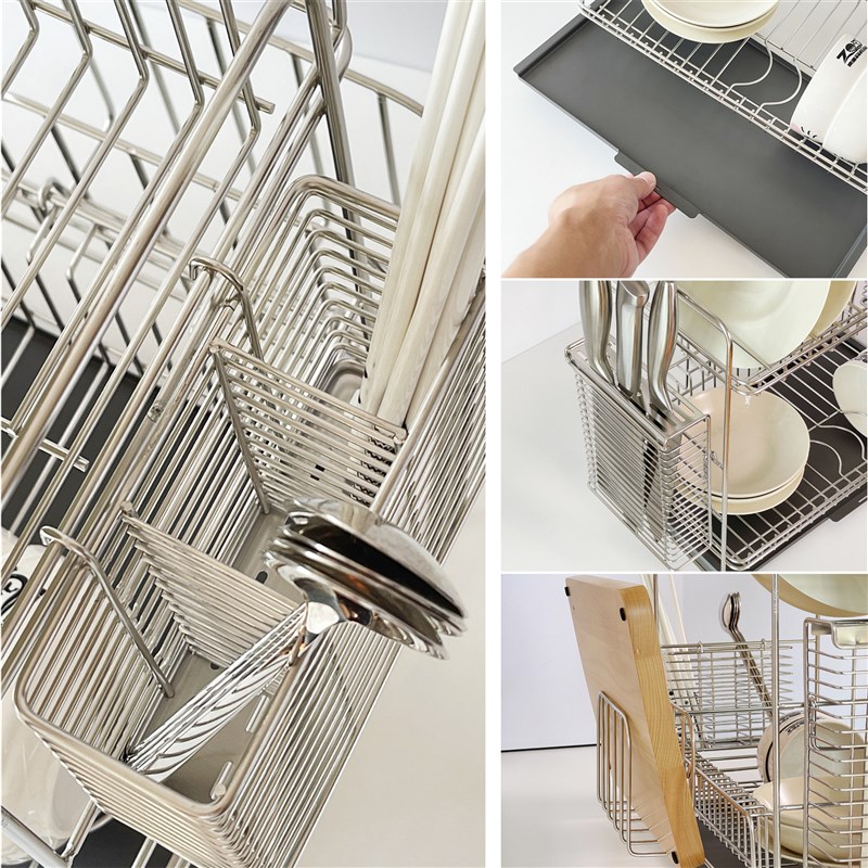 304不锈钢沥水架碗架置物架厨房台面式双层沥碗架碗碟餐具收纳架