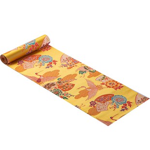 织锦缎仙鹤防水茶席双面桌旗主人垫新中式绸缎提花干泡茶盘垫茶垫