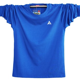 九运紫色大码长袖t恤 男士圆领打底衫 纯色体恤 青年时尚百搭