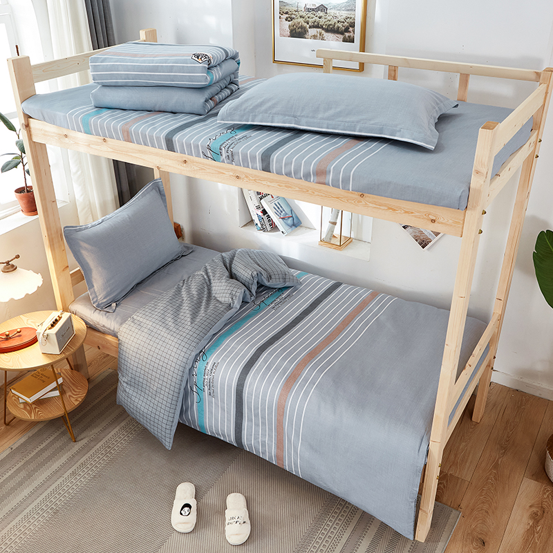 学生宿舍纯棉三件套100%全棉3件套6件套单人床男生女生被套被单