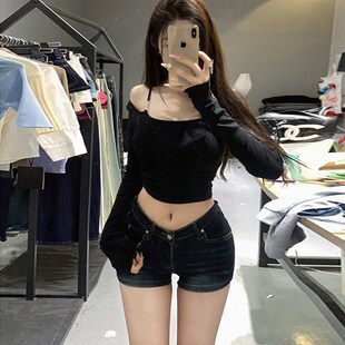 李李服饰a低腰V型性感丰胯牛仔短裤2025夏季收腰提臀显瘦显高热裤