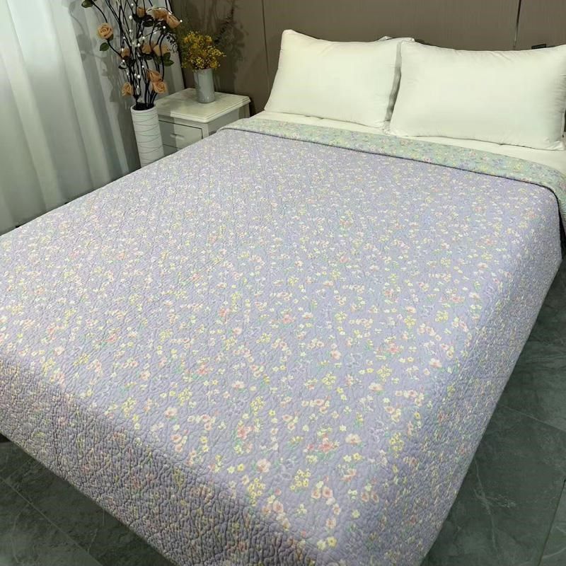 小碎花双面e纯棉绗缝床盖单件四季通用斜纹夹棉厚床单踏踏米床褥