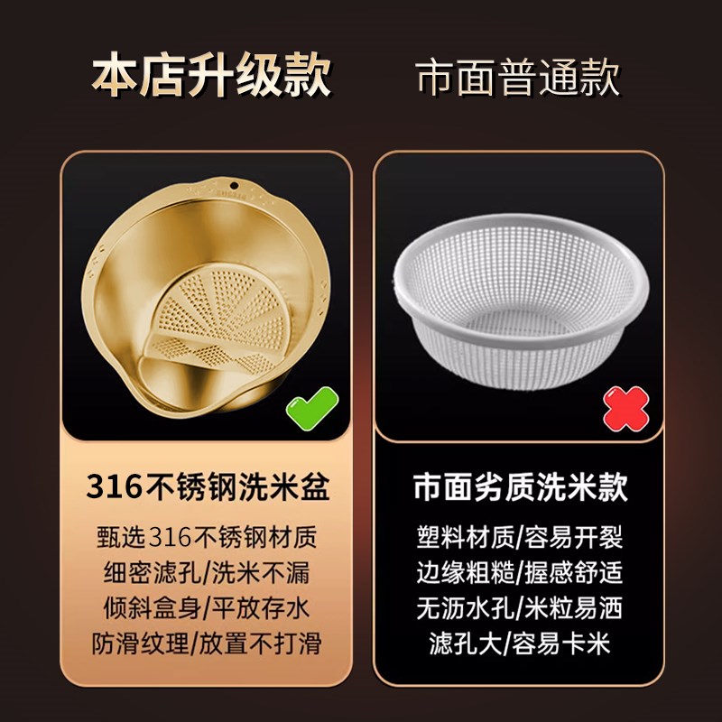 316不锈钢沥水篮新款家用y多功能洗米筛淘米过滤器厨房洗菜盆