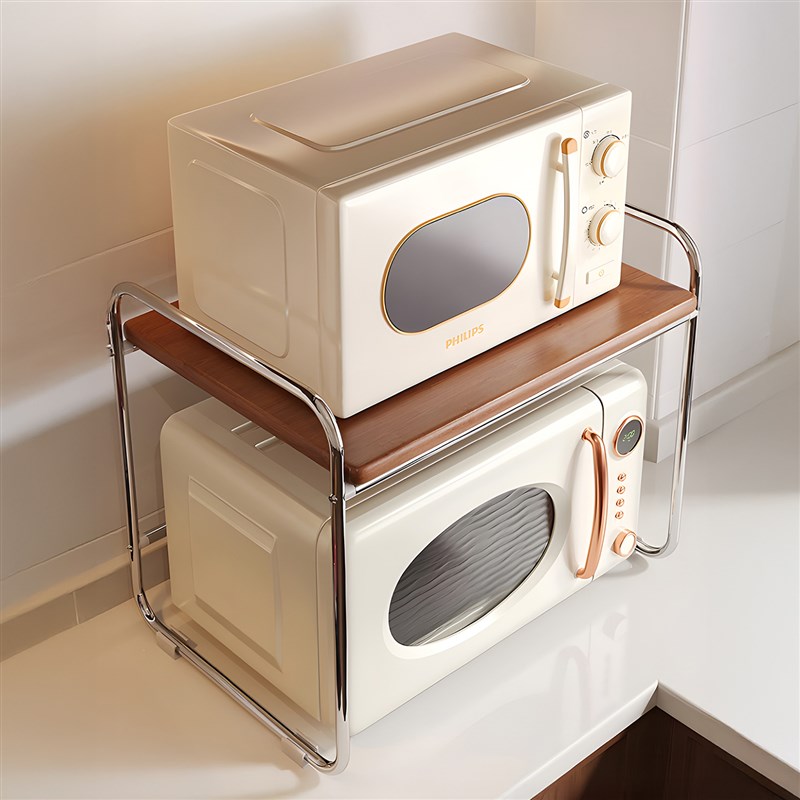 Madors厨房置物架家用中v古风微波炉专用电器收纳多功能台面置物