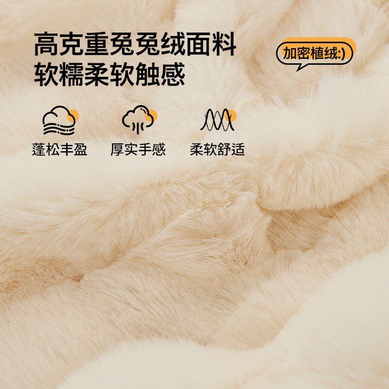 兔兔绒床头套罩2023新款秋冬加厚毛绒高档万能通用V型床靠背套罩