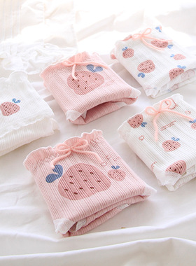 女童本命年红色内裤14岁纯棉三角裤头12少女中大童学W生短裤不夹P