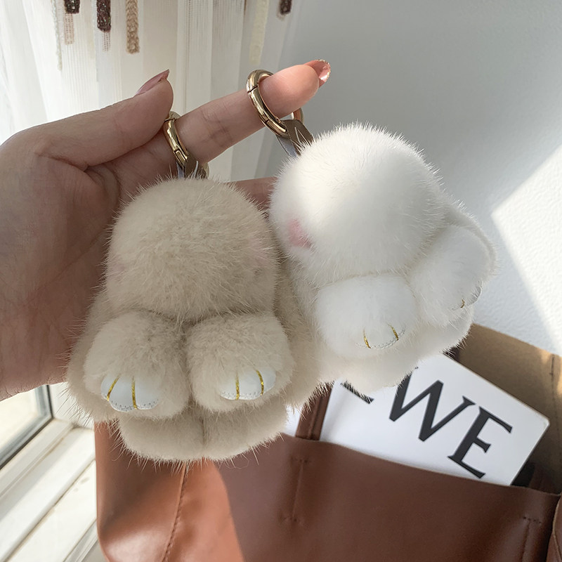 水貂毛绒迷你小兔k子可爱网红兔子挂饰女书包公仔车钥匙扣包包挂