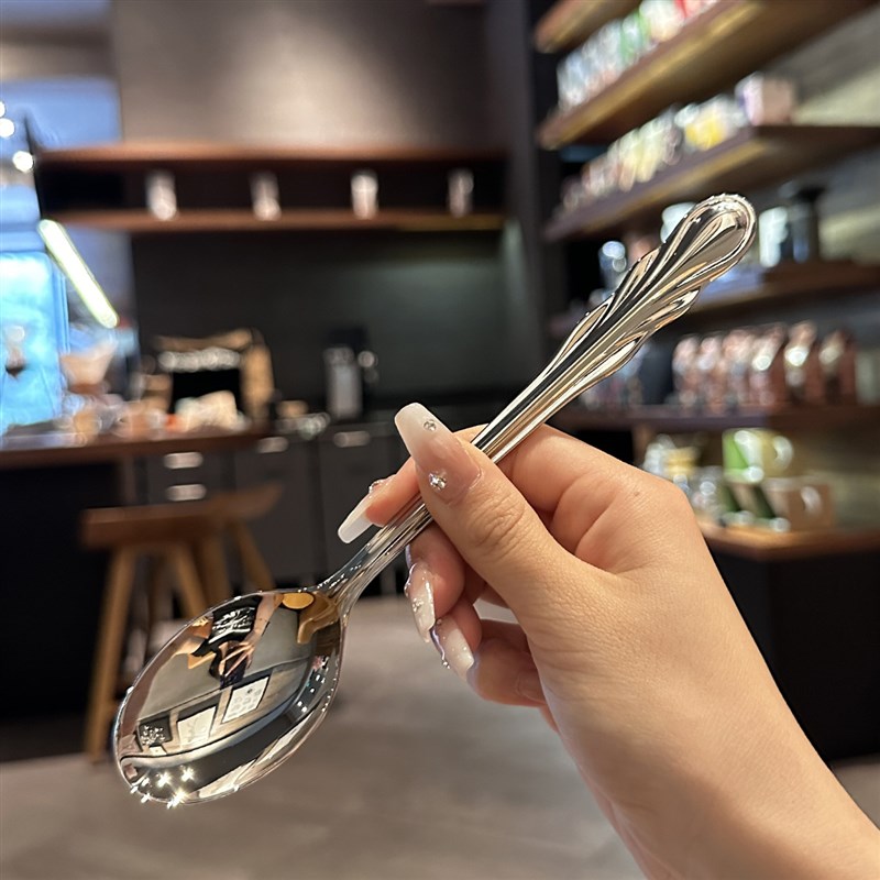 出口货【我家实物拍】316不锈钢西餐勺汤勺子分餐主餐.勺水滴尾部