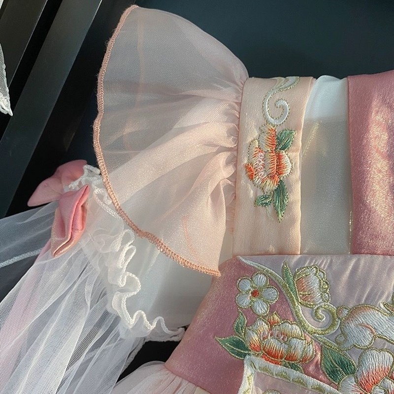 女童汉服古装新款2025中国夏B季公主唐装超仙儿童连衣裙古风