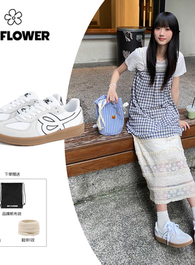 We Flower联名款2025白色德训鞋女男同款百搭运动休闲鞋板鞋