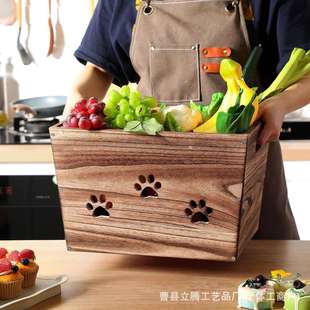 复古木质收纳箱3件套乡村风木质套箱桌面绿植木箱扭转收纳筐