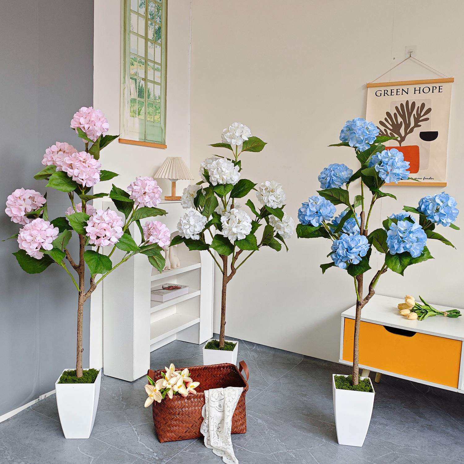 跨境仿真植物绣球花盆栽仿生花树客厅摆件室内装饰假绿植橱窗布景