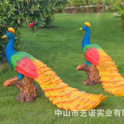 发光树脂玻璃钢户外仿真动物灯小孔雀造型公园灯光设计创意景观灯