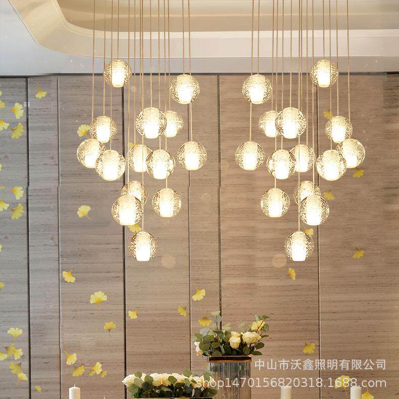 美式水晶玻璃球吊灯泡泡艺术餐厅吊灯LED单头创意个性流星雨吊灯