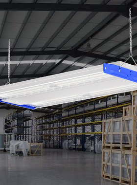 北美工厂LED照明灯线性工矿灯物流中心高棚灯 蓝色堵头吸顶灯150w