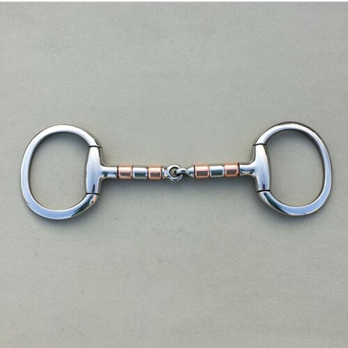 马具D型马衔不锈钢马嚼子马术用品13cm 铜滚筒马口衔铁