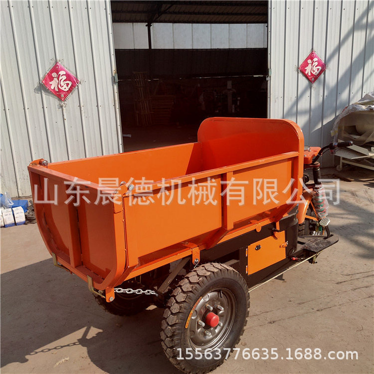 建筑工地灰斗车电动站式斜斗车小型手推翻斗车