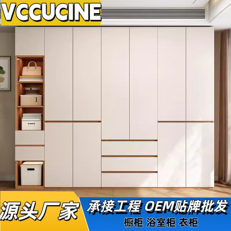 实木衣卧订置卧室现代简约整体衣柜推拉门柜子外贸出口直销厂家
