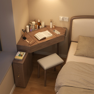 新款实木转角梳妆台简约小型化妆桌书桌一体卧室墙角收纳柜化妆台