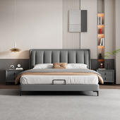 现代简约皮床1.8米主卧室高端大气1.5双人婚床气压储物科技布大床