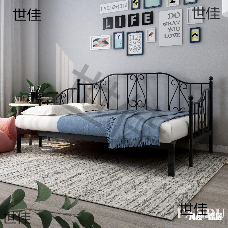 欧式黑色铁艺沙发床多功能坐卧两用推拉床铁床简约折叠抽拉双人床