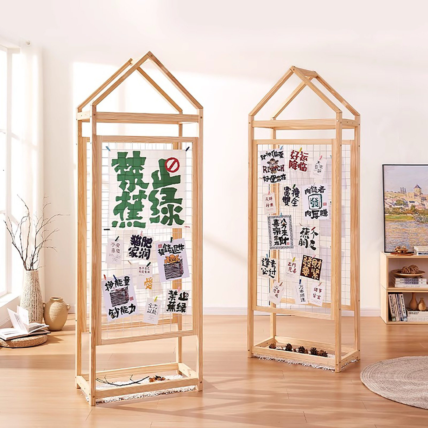 网格展示架宣传展览架落地式幼儿园作品展示架美术书法画展展示牌