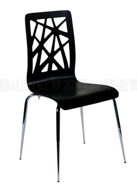 餐厅黑色曲木椅【BC028】厂家批发海南职工食堂不锈钢脚弯板椅子