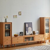 北欧云端实木电视柜现代简约客厅小户型原木樱桃木晴天款 地柜抽屉