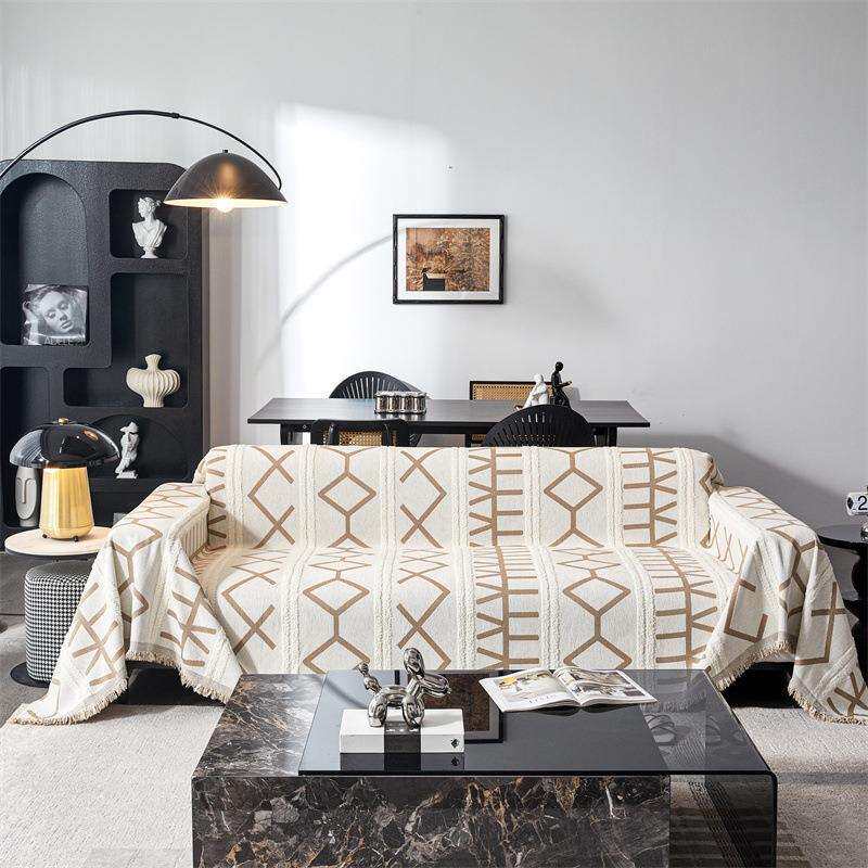 符号雪尼尔沙发巾四季通用全包沙发套防尘罩客厅一片式沙发大盖布