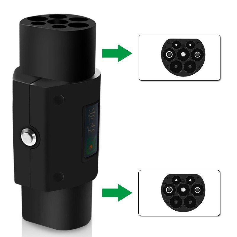欧标枪转国标车Type2转GB/T充电转换头380v新能源汽车充电转接头