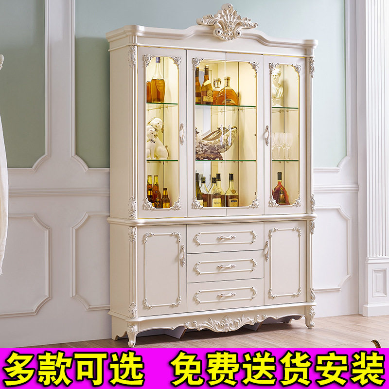 欧式酒柜法式客厅红酒柜双门三门家用靠墙展示柜简欧储物柜佛山
