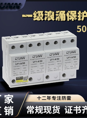 厂家直销 防雷 一级浪涌保护器4p 50KA 防雷电涌保护器