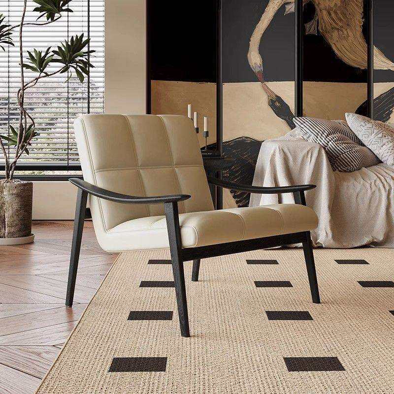 中古风单人实木沙发椅酒店设计师民宿复古客厅阳台休闲懒人沙发椅