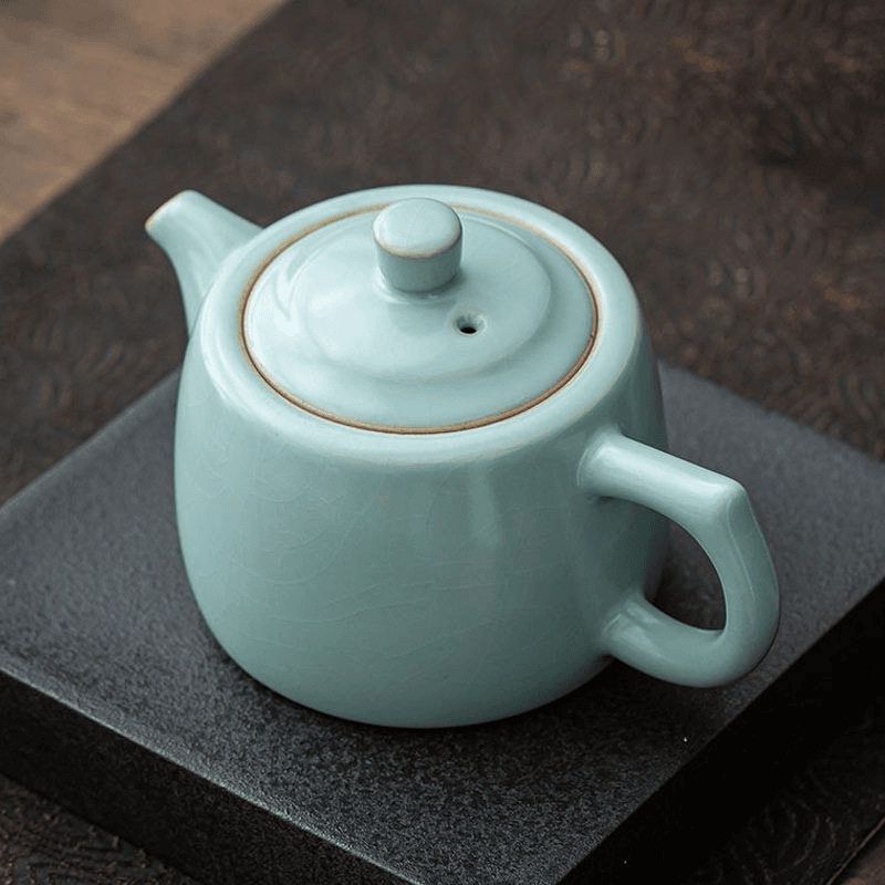 天青色汝窑泡茶壶单壶复古汝瓷井栏壶中式家用办公会客陶瓷茶具