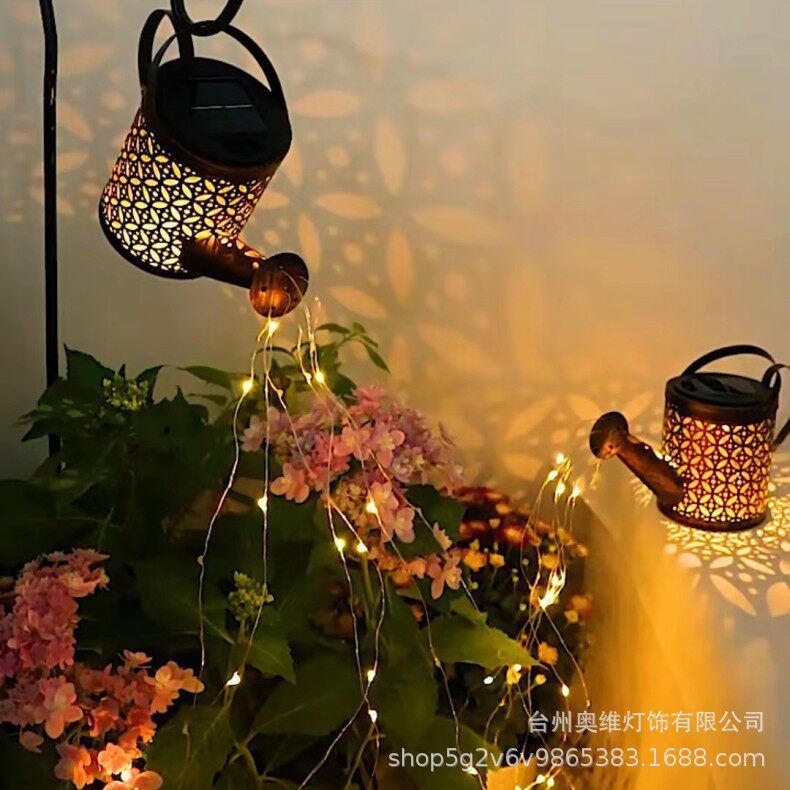 太阳能水壶灯户外庭院装饰灯别墅花园布置景观灯镂空光影防水挂灯