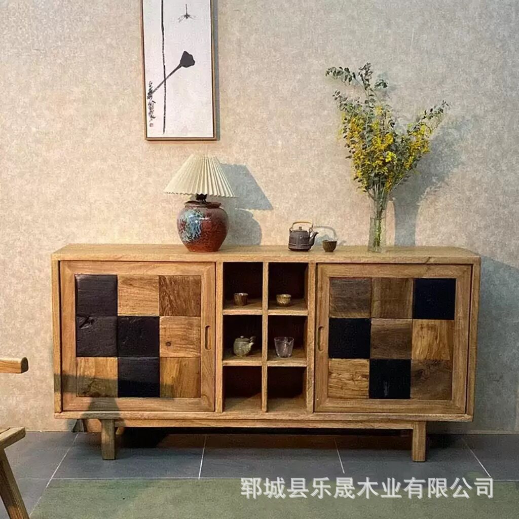 榆木餐边柜厂家直销民宿储柜新中式边柜玄关柜子酒店装饰柜