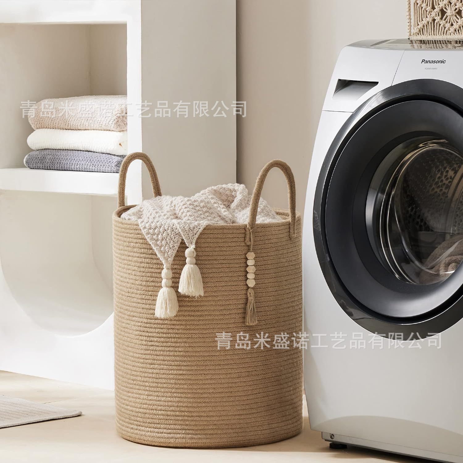 脏衣篮收纳脏衣篓编织收纳筐家居棉绳篮子草编杂物筐储物客厅卧室
