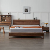 黑胡桃木床实木现代简约轻奢卧室1.8米双人床北欧2 2.2米大床婚床