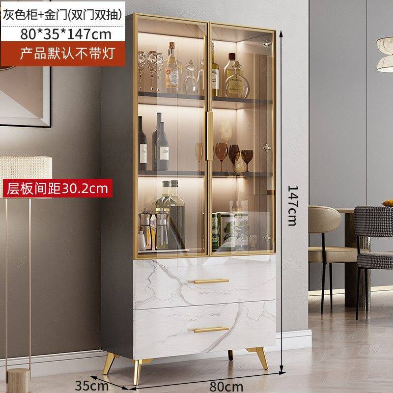 现代简约酒柜餐边柜储物柜客厅靠墙双门钢化玻璃防尘收纳柜立柜子