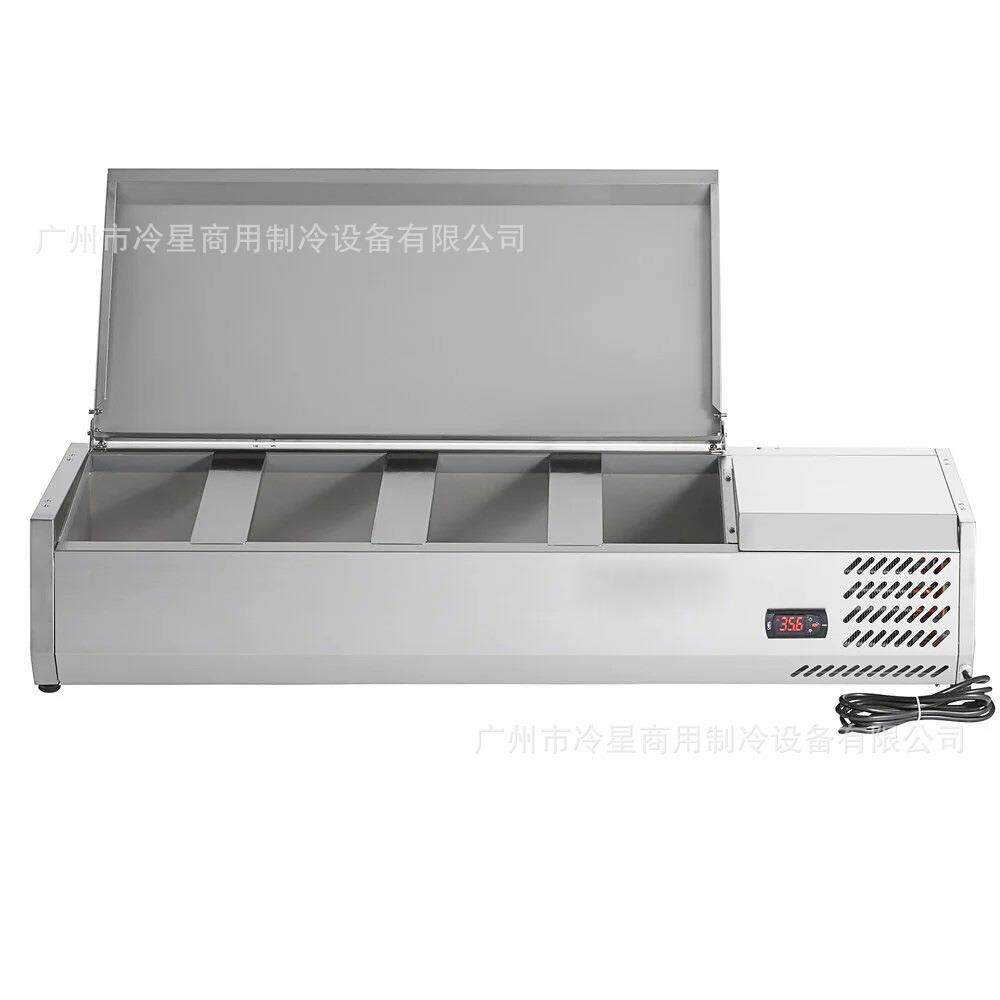 110V60hz沙拉台商用保鲜柜台式沙拉柜玻璃沙拉台披萨冷藏展示柜